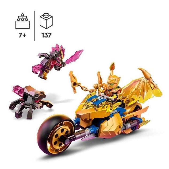 LEGO 71768 NINJAGO La Moto Dragon d'Or de Jay, Jouet avec Véhicule et