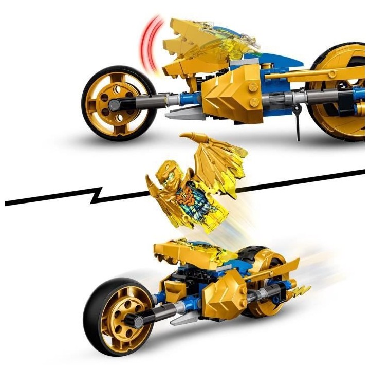 LEGO 71768 NINJAGO La Moto Dragon d'Or de Jay, Jouet avec Véhicule et