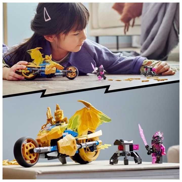 LEGO 71768 NINJAGO La Moto Dragon d'Or de Jay, Jouet avec Véhicule et