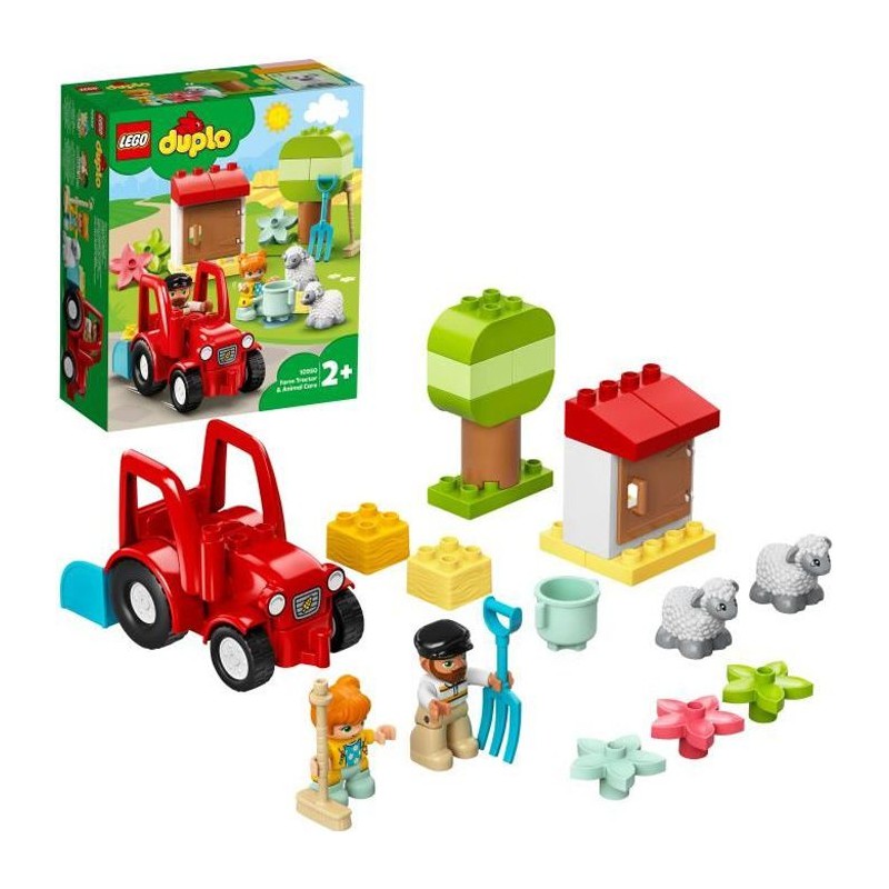 LEGO 10950 DUPLO Town Le Tracteur et Les Animaux Jouet avec Figurine du Mouton pour Enfant de 2 ans et +