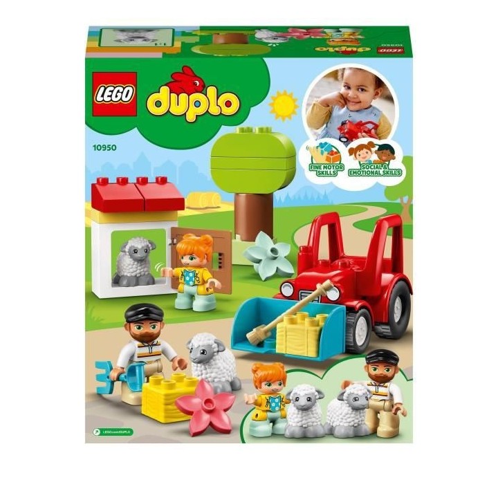 LEGO 10950 DUPLO Town Le Tracteur et Les Animaux Jouet avec Figurine d