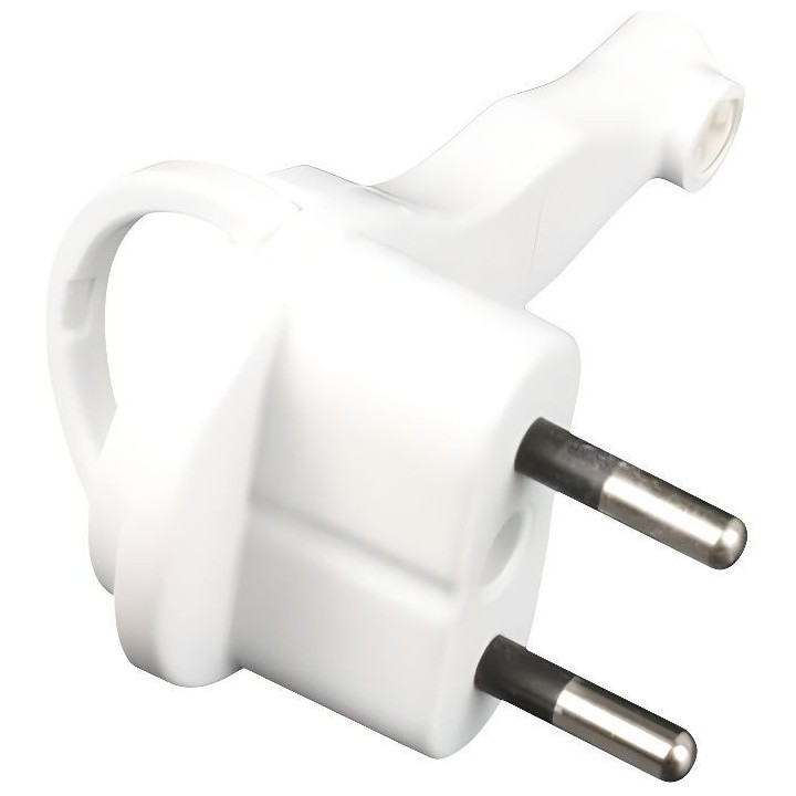 Fiche électrique mâle extra plate ZENITECH 2P 6A - Blanc
