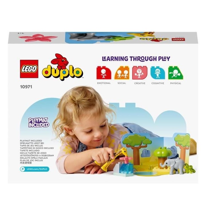 LEGO 10971 DUPLO Animaux Sauvages d'Afrique, Jouet sur le Safari des 2
