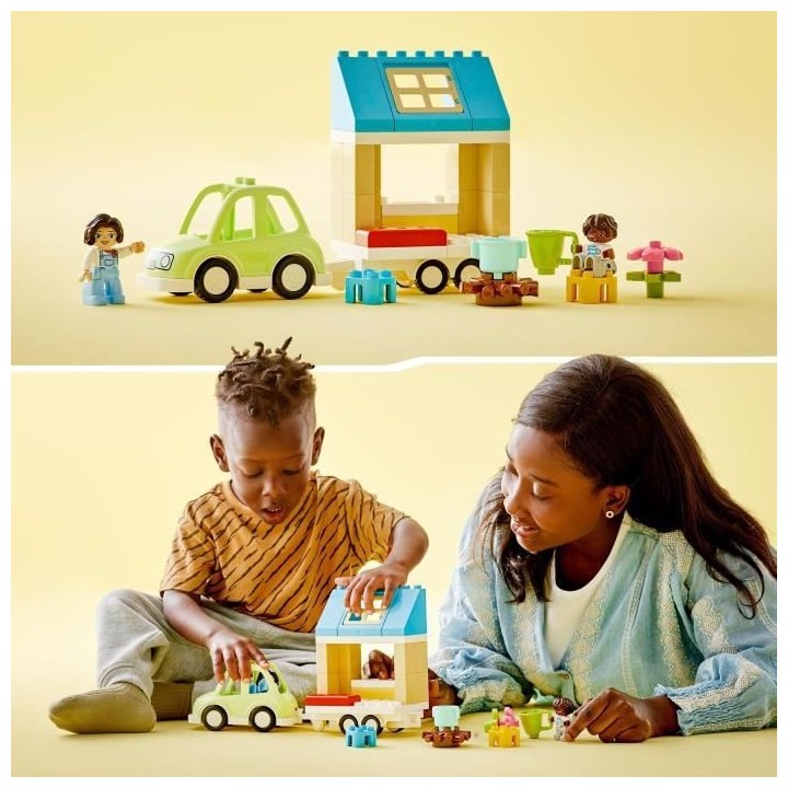 LEGO DUPLO Ma Ville 10986 La Maison Familiale sur Roues, Jouet Éducat