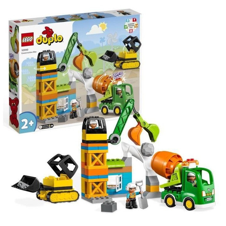 LEGO DUPLO Ma ville 10990 Le Chantier de Construction, Jouet Grue, Bul