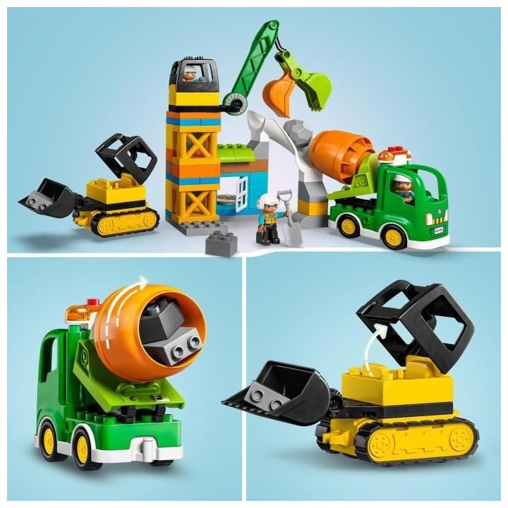 LEGO DUPLO Ma ville 10990 Le Chantier de Construction, Jouet Grue, Bul