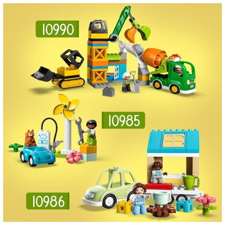 LEGO DUPLO Ma ville 10990 Le Chantier de Construction, Jouet Grue, Bul
