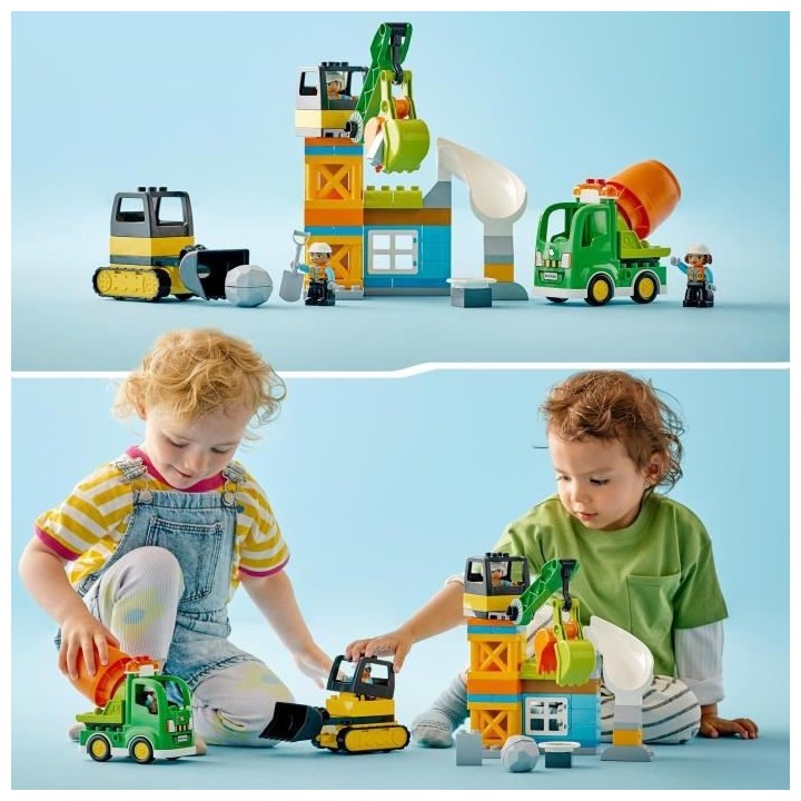 LEGO DUPLO Ma ville 10990 Le Chantier de Construction, Jouet Grue, Bul