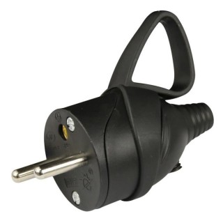 Fiche électrique mâle ZENITECH a anneau 16A 2P + T - Noir