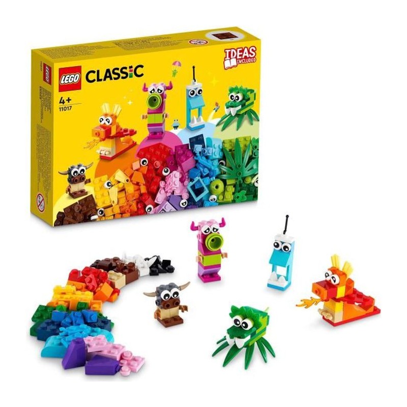 LEGO 11017 Classic Monstres Créatifs, Boite de Briques, 5 Jouets en Forme de Mini-Monstre a Construire 4 Ans et Plus