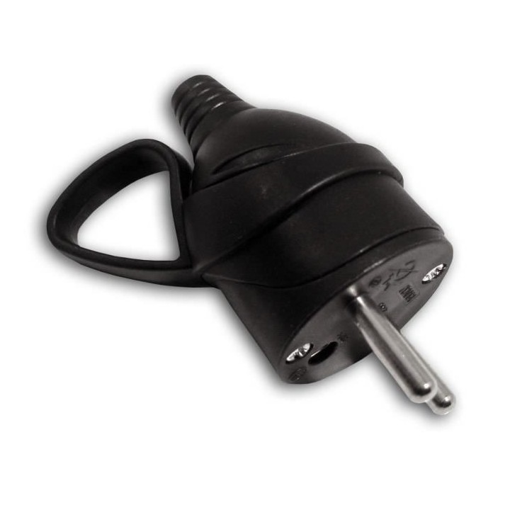 Fiche électrique mâle ZENITECH a anneau 16A 2P + T - Noir