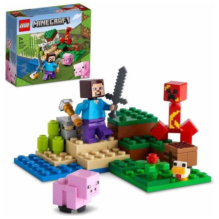 LEGO 21177 Minecraft L'embuscade du Creeper, Set avec Minifigures Stev