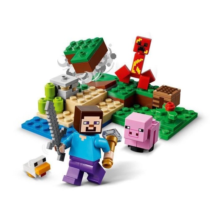 LEGO 21177 Minecraft L'embuscade du Creeper, Set avec Minifigures Stev