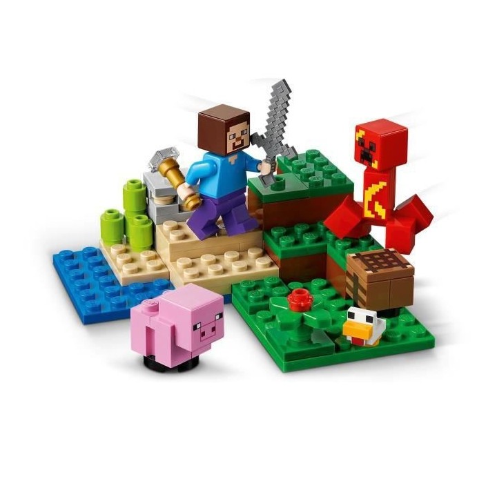 LEGO 21177 Minecraft L'embuscade du Creeper, Set avec Minifigures Stev