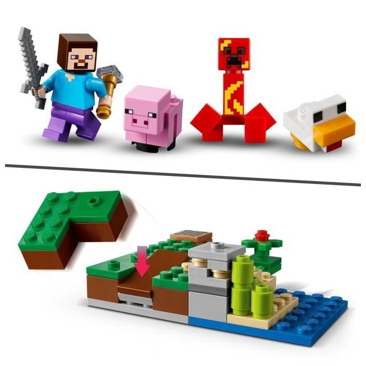LEGO 21177 Minecraft L'embuscade du Creeper, Set avec Minifigures Stev