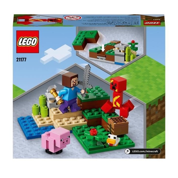 LEGO 21177 Minecraft L'embuscade du Creeper, Set avec Minifigures Stev