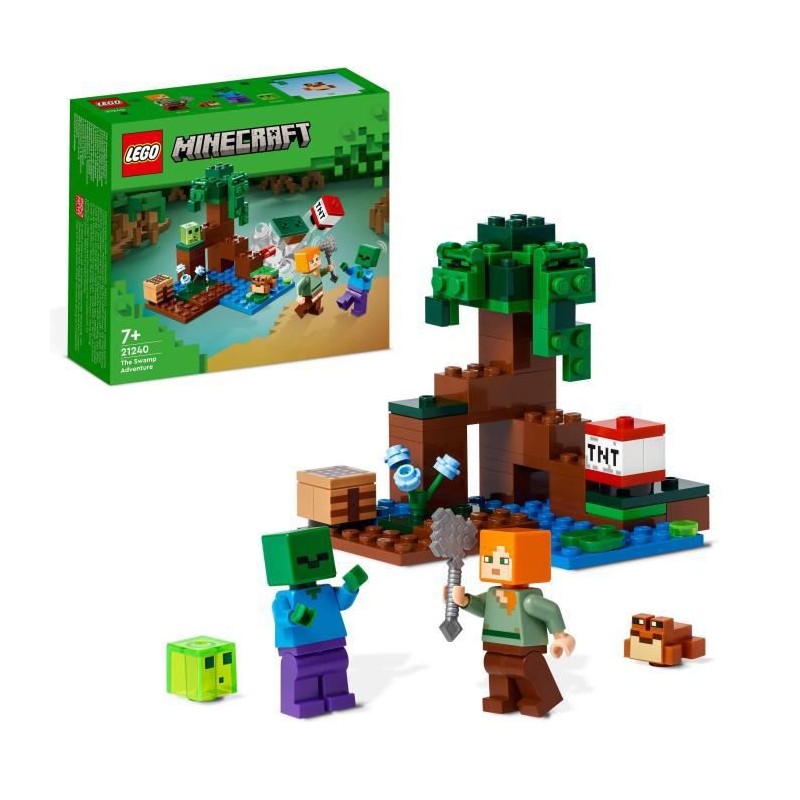 LEGO Minecraft 21240 Aventures dans le Marais, Jouet de Construction, avec Figurine Zombie