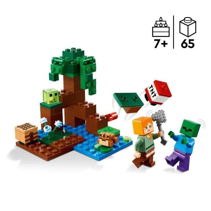 LEGO Minecraft 21240 Aventures dans le Marais, Jouet de Construction,