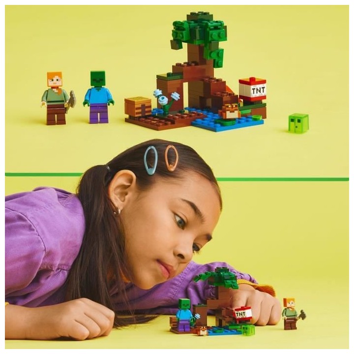 LEGO Minecraft 21240 Aventures dans le Marais, Jouet de Construction,