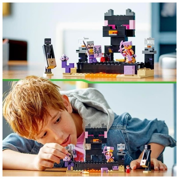 LEGO Minecraft 21242 L'Arene de l'End, Jouet avec Lave, Figurine Drago