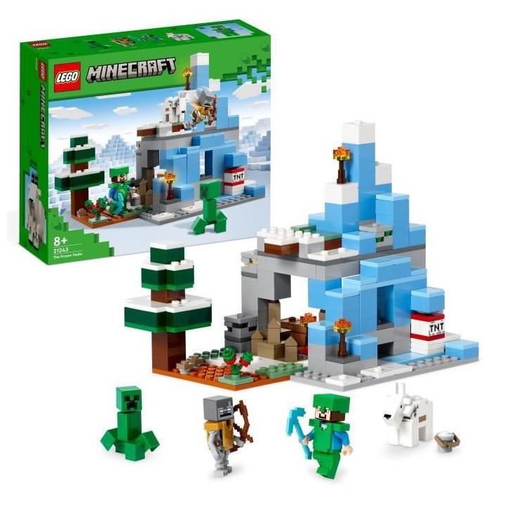 LEGO Minecraft 21243 Les Pics Gelés, Jouet Enfants 8 Ans, avec Figuri