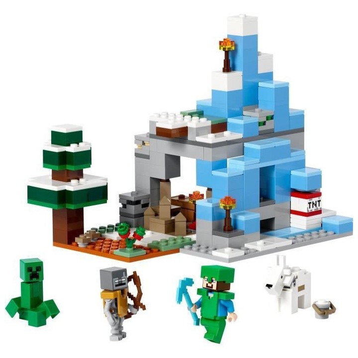 LEGO Minecraft 21243 Les Pics Gelés, Jouet Enfants 8 Ans, avec Figuri