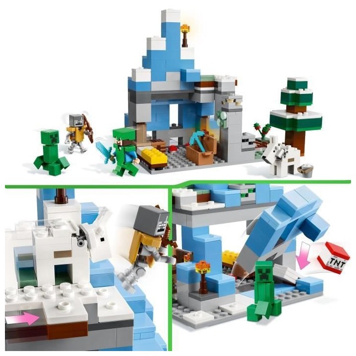 LEGO Minecraft 21243 Les Pics Gelés, Jouet Enfants 8 Ans, avec Figuri