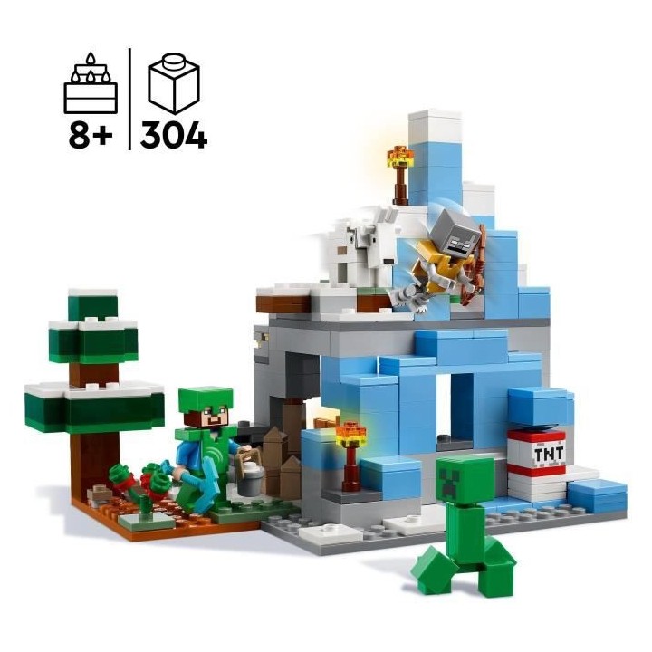 LEGO Minecraft 21243 Les Pics Gelés, Jouet Enfants 8 Ans, avec Figuri