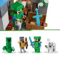 LEGO Minecraft 21243 Les Pics Gelés, Jouet Enfants 8 Ans, avec Figurines Steve et Creeper