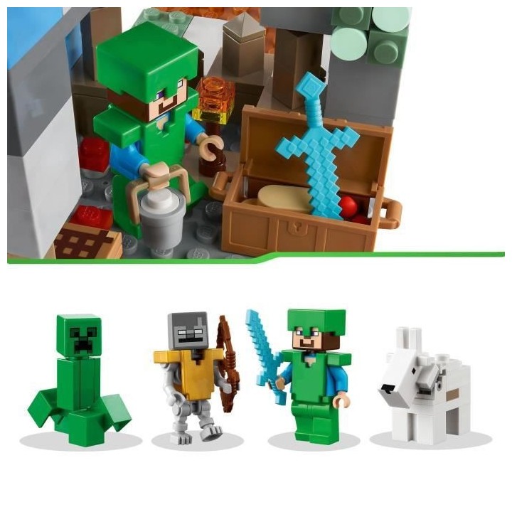 LEGO Minecraft 21243 Les Pics Gelés, Jouet Enfants 8 Ans, avec Figuri