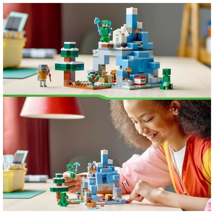 LEGO Minecraft 21243 Les Pics Gelés, Jouet Enfants 8 Ans, avec Figuri