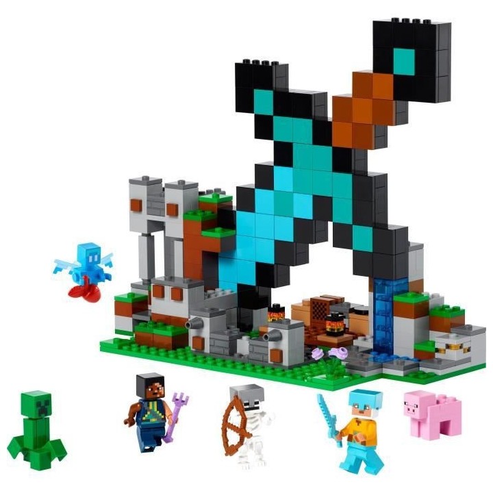 LEGO Minecraft 21244 L'Avant-Poste de l'Épée, Jouet, et Figurines Cr