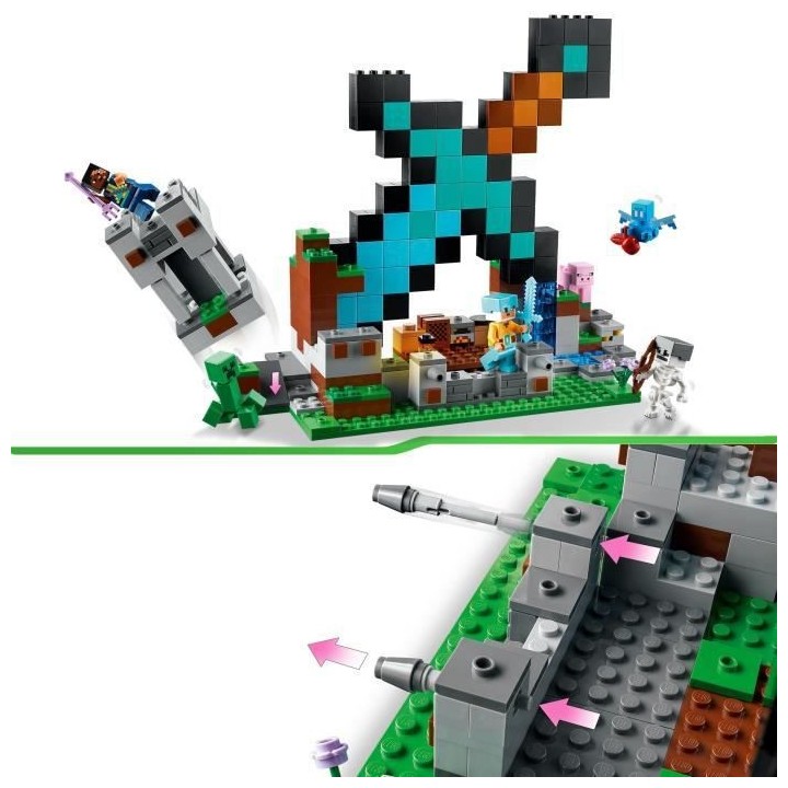 LEGO Minecraft 21244 L'Avant-Poste de l'Épée, Jouet, et Figurines Cr