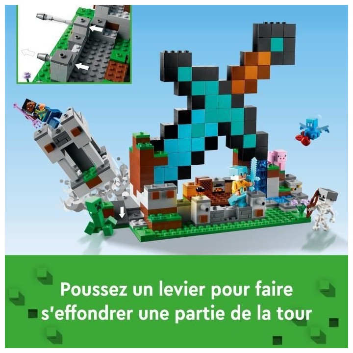 LEGO Minecraft 21244 L'Avant-Poste de l'Épée, Jouet, et Figurines Cr
