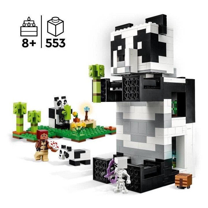 LEGO Minecraft 21245 Le Refuge Panda, Jouet de Maison, avec Figurines