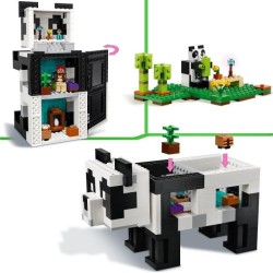 LEGO Minecraft 21245 Le Refuge Panda, Jouet de Maison, avec Figurines Animaux et Squelette