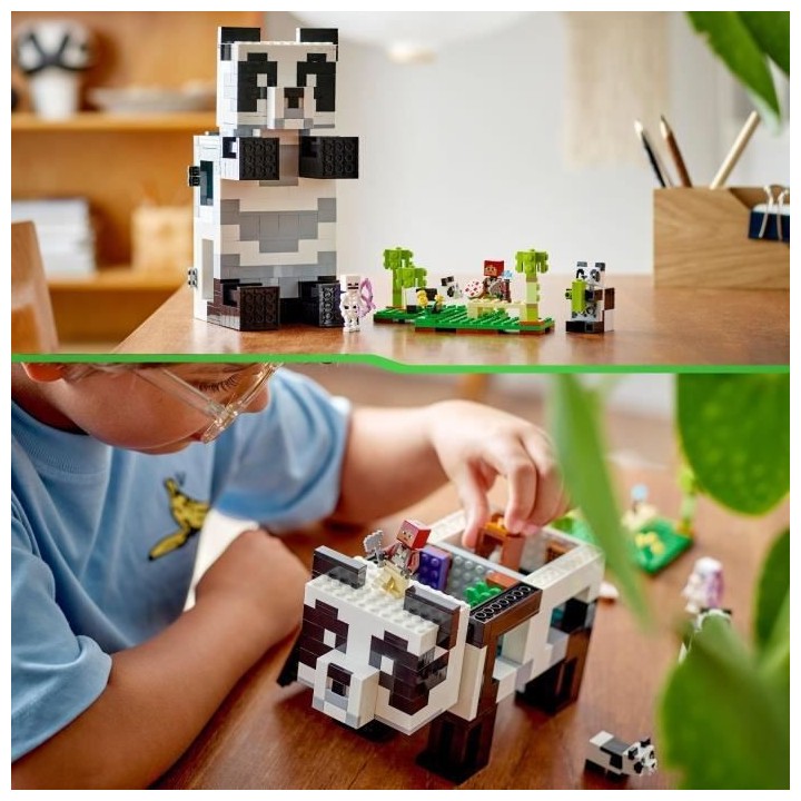 LEGO Minecraft 21245 Le Refuge Panda, Jouet de Maison, avec Figurines