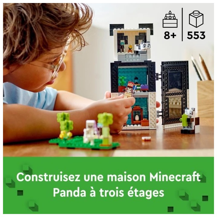 LEGO Minecraft 21245 Le Refuge Panda, Jouet de Maison, avec Figurines