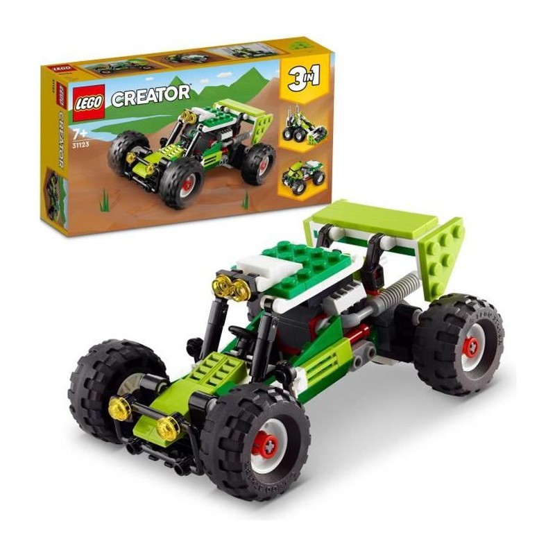 LEGO 31123 Creator 3 en 1 Le Buggy Tout-Terrain, Chargeuse-Pelleteuse, VTT Jouet pour les Enfants, Ensemble de 3 Véhicules