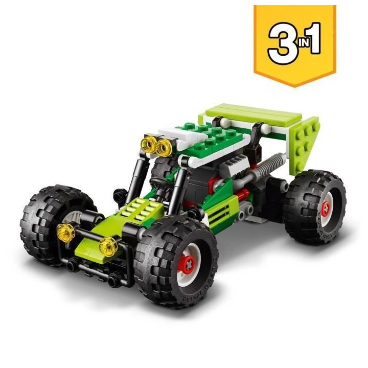 LEGO 31123 Creator 3 en 1 Le Buggy Tout-Terrain, Chargeuse-Pelleteuse,