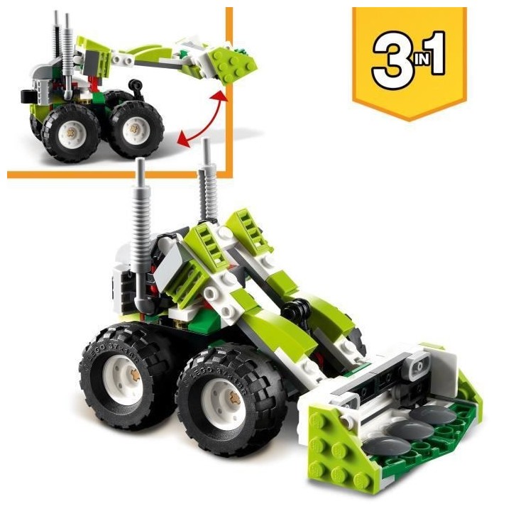 LEGO 31123 Creator 3 en 1 Le Buggy Tout-Terrain, Chargeuse-Pelleteuse,