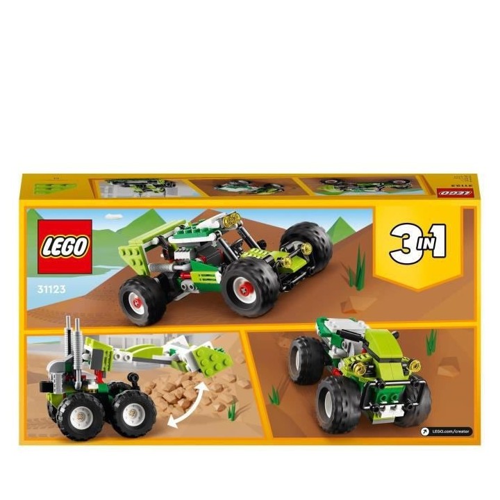 LEGO 31123 Creator 3 en 1 Le Buggy Tout-Terrain, Chargeuse-Pelleteuse,