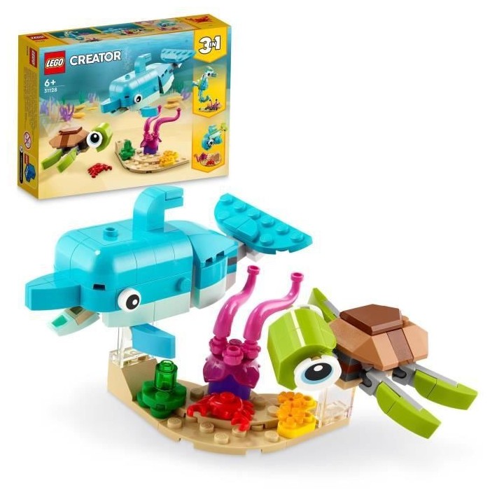 LEGO 31128 Creator Le Dauphin Et La Tortue, Set de Figurines de Jouets