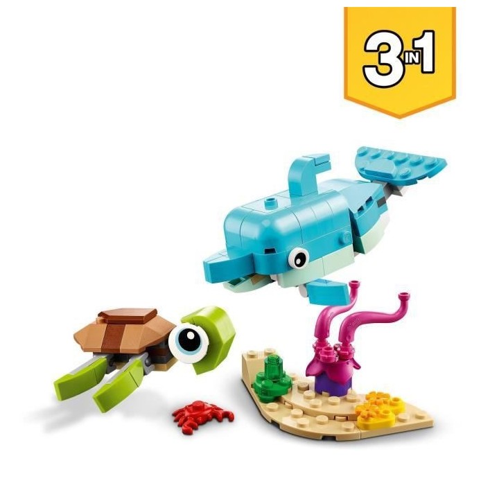 LEGO 31128 Creator Le Dauphin Et La Tortue, Set de Figurines de Jouets