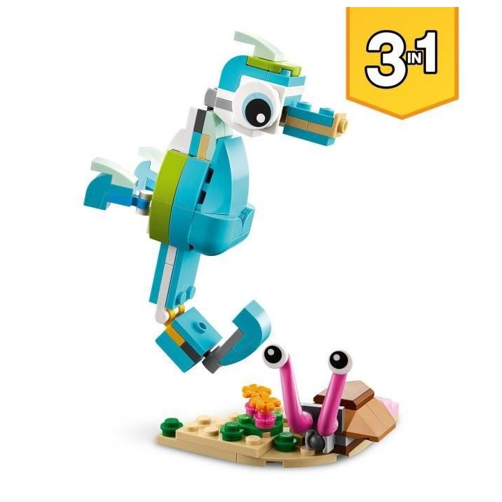 LEGO 31128 Creator Le Dauphin Et La Tortue, Set de Figurines de Jouets