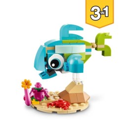 LEGO 31128 Creator Le Dauphin Et La Tortue, Set de Figurines de Jouets d'Animaux Marins pour Filles et Garçons de 6 Ans et Plus