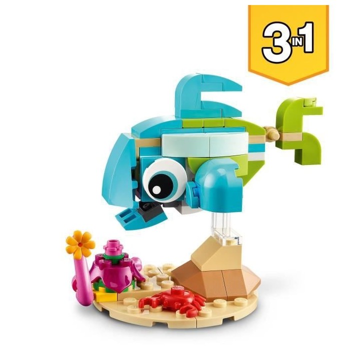 LEGO 31128 Creator Le Dauphin Et La Tortue, Set de Figurines de Jouets