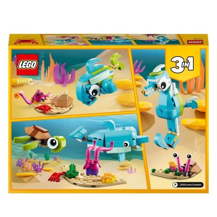 LEGO 31128 Creator Le Dauphin Et La Tortue, Set de Figurines de Jouets
