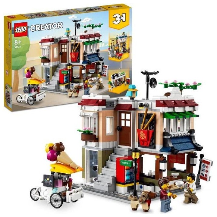 LEGO 31131 Creator 3-en-1 Le Magasin de Nouille du Centre-Ville, Jouet