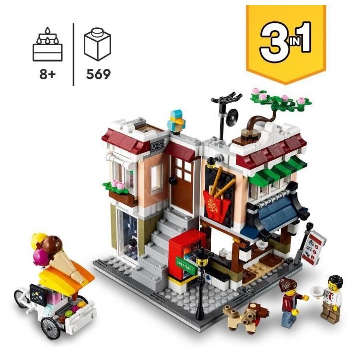 LEGO 31131 Creator 3-en-1 Le Magasin de Nouille du Centre-Ville, Jouet